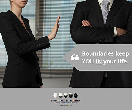 A Female Employee Raising Her Hand To A Male Co-Worker To Set Boundaries - LaMP International Limited